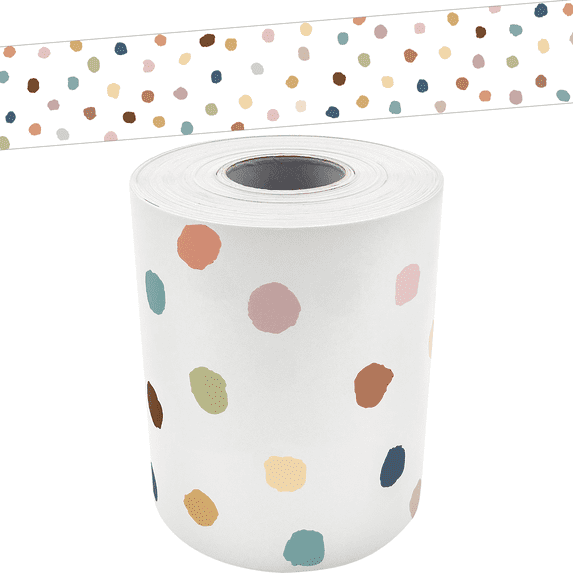 Everyone is Welcome Painted Dots Straight Rolled Border Trim