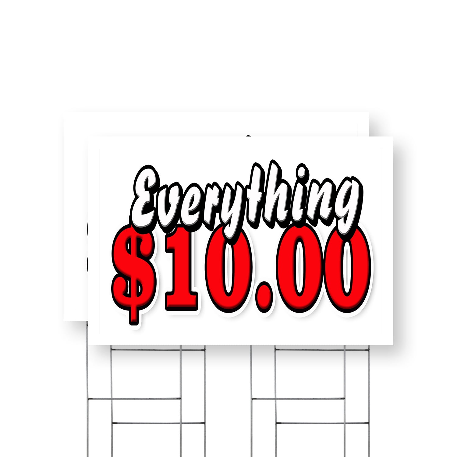 Everything 10 Dollars Yard Sign 2 Pack of 24 Inch x 36 Inch Double ...