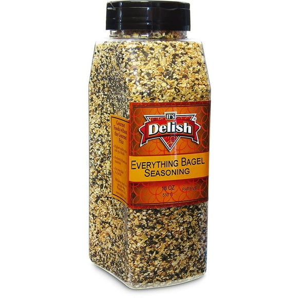 Everything Bagel Seasoning Blend by It's Delish, 18 Oz Large Jar  Premium All Natural Bagel Spice Seasoning Mix With Salt for Bagels, Buns, Bread, Salad Topping Seasonings for Food - USA Made,...