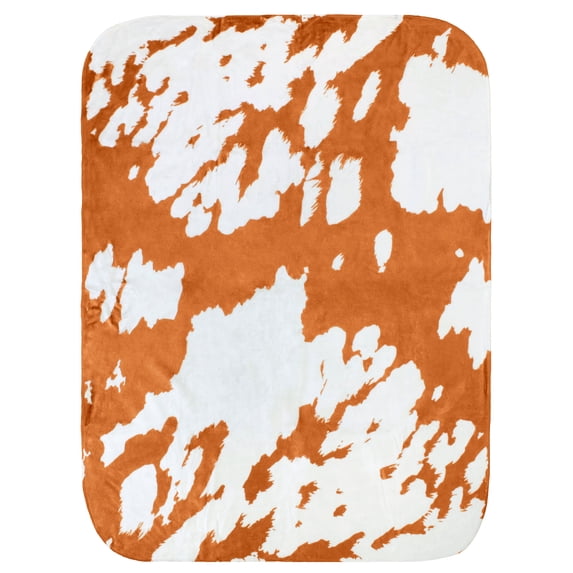 Everything Comfy Cow Print Decorative Throw Blanket, 30" X 40", Tan/White