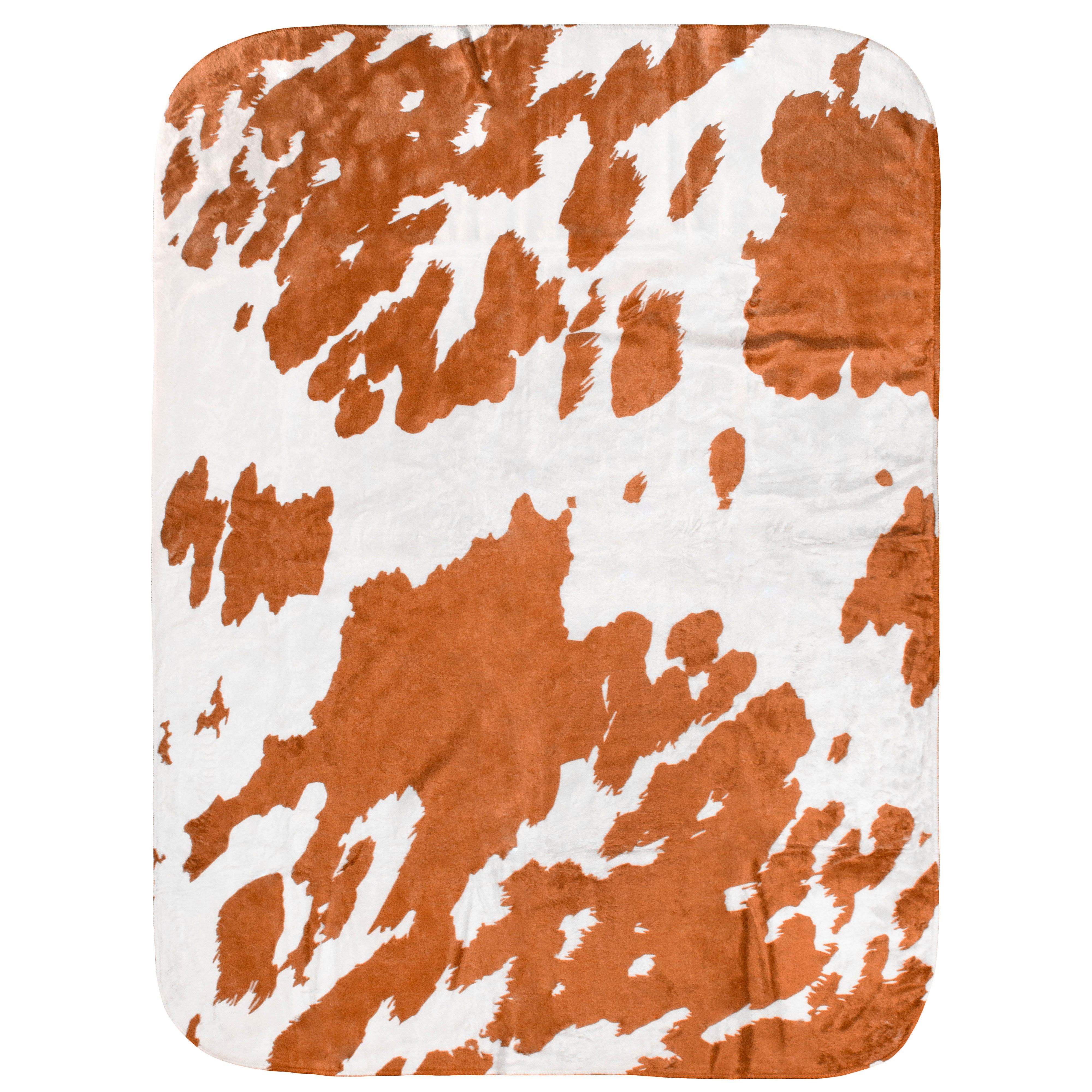 Everything Comfy Cow Print Decorative Throw Blanket, 30" X 40", Tan
