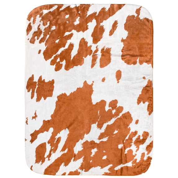 Everything Comfy Cow Print Decorative Throw Blanket, 30" X 40", Tan