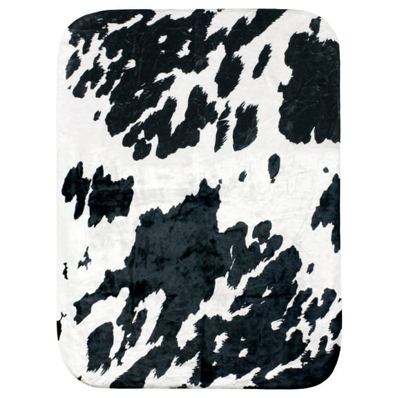 Everything Comfy Cow Print Decorative Throw Blanket, 42" X 60", Black