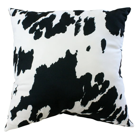 Everything Comfy Cow Print Decorative Throw Pillow, 16x16 Inch, Black,