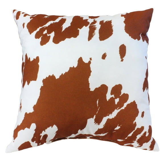 Everything Comfy Cow Print Decorative Throw Pillow, 16x16 Inch, Tan,