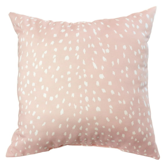 Everything Comfy Deer Fawn Print Decorative Throw Pillow, 16x16 Inch, Blush,