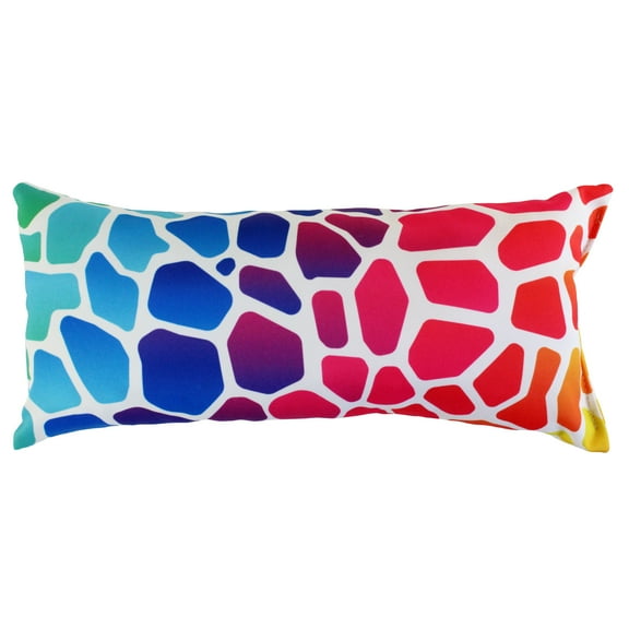 Everything Comfy Giraffe Print Decorative Pillow, 16x6 Inch, Rainbow Gradient,