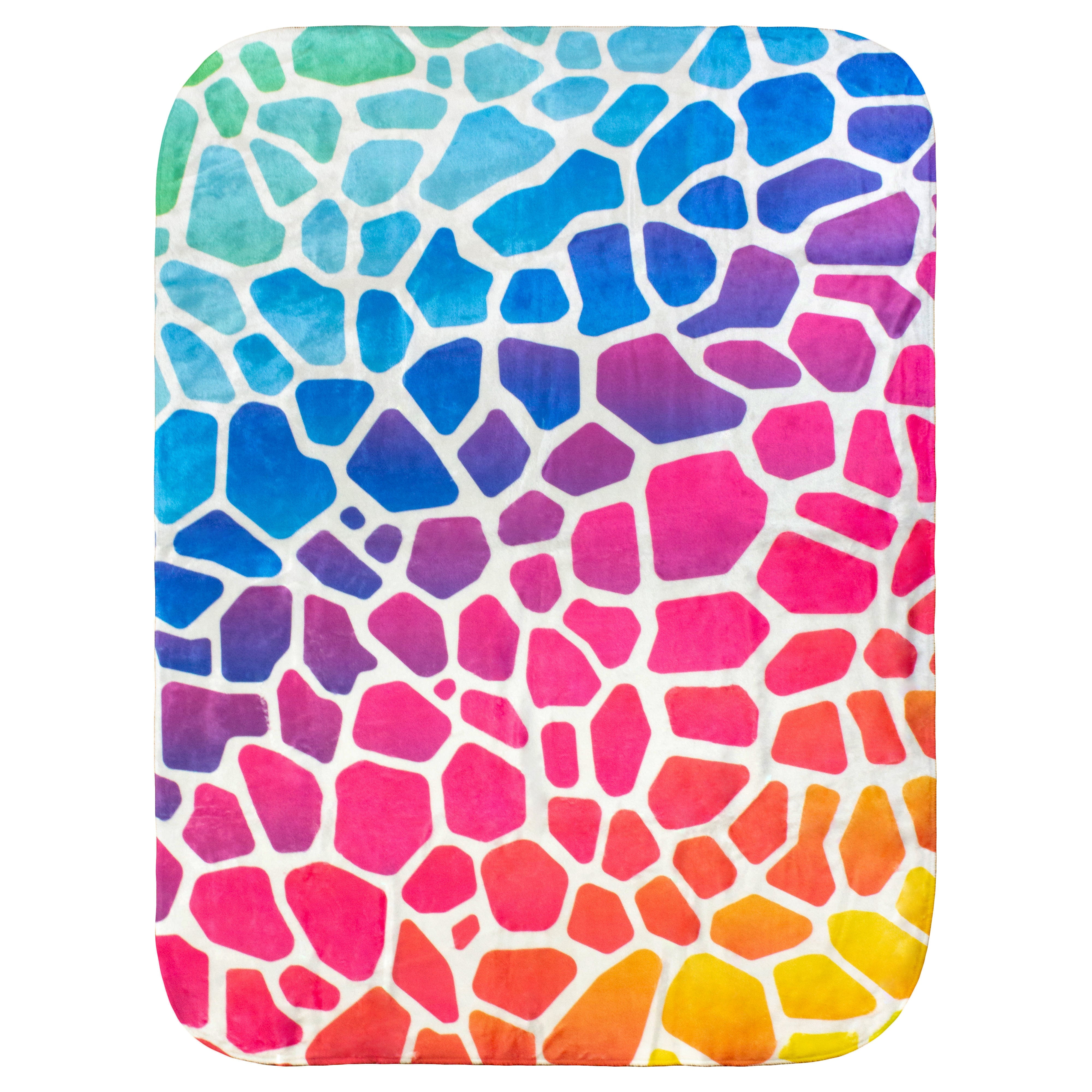 Everything Comfy Giraffe Print Decorative Throw Blanket, 30" X 40", Rainbow Gradient