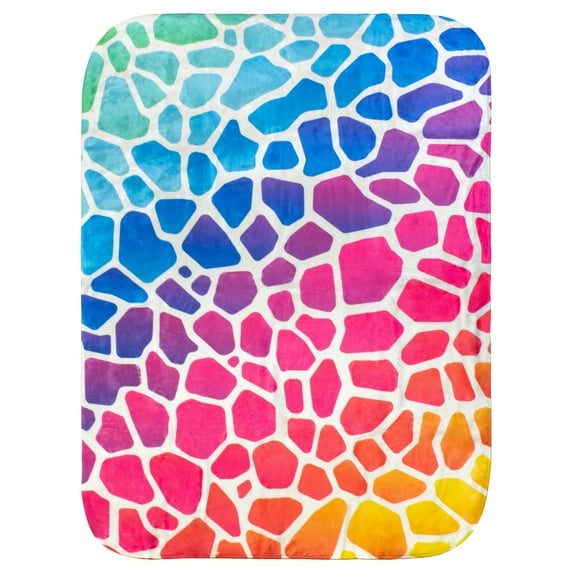Everything Comfy Giraffe Print Decorative Throw Blanket, 30" X 40", Rainbow Gradient