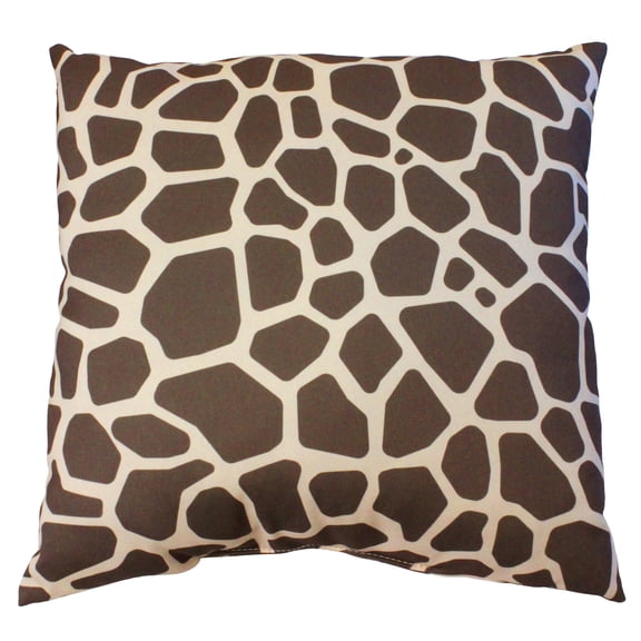 Everything Comfy Giraffe Print Decorative Throw Pillow, 16x16 Inch, Dark Brown,