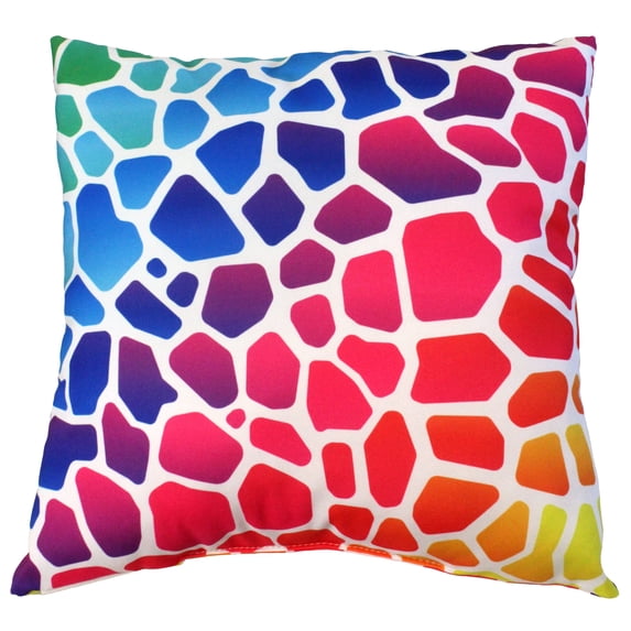 Everything Comfy Giraffe Print Decorative Throw Pillow, 16x16 Inch, Rainbow Gradient,