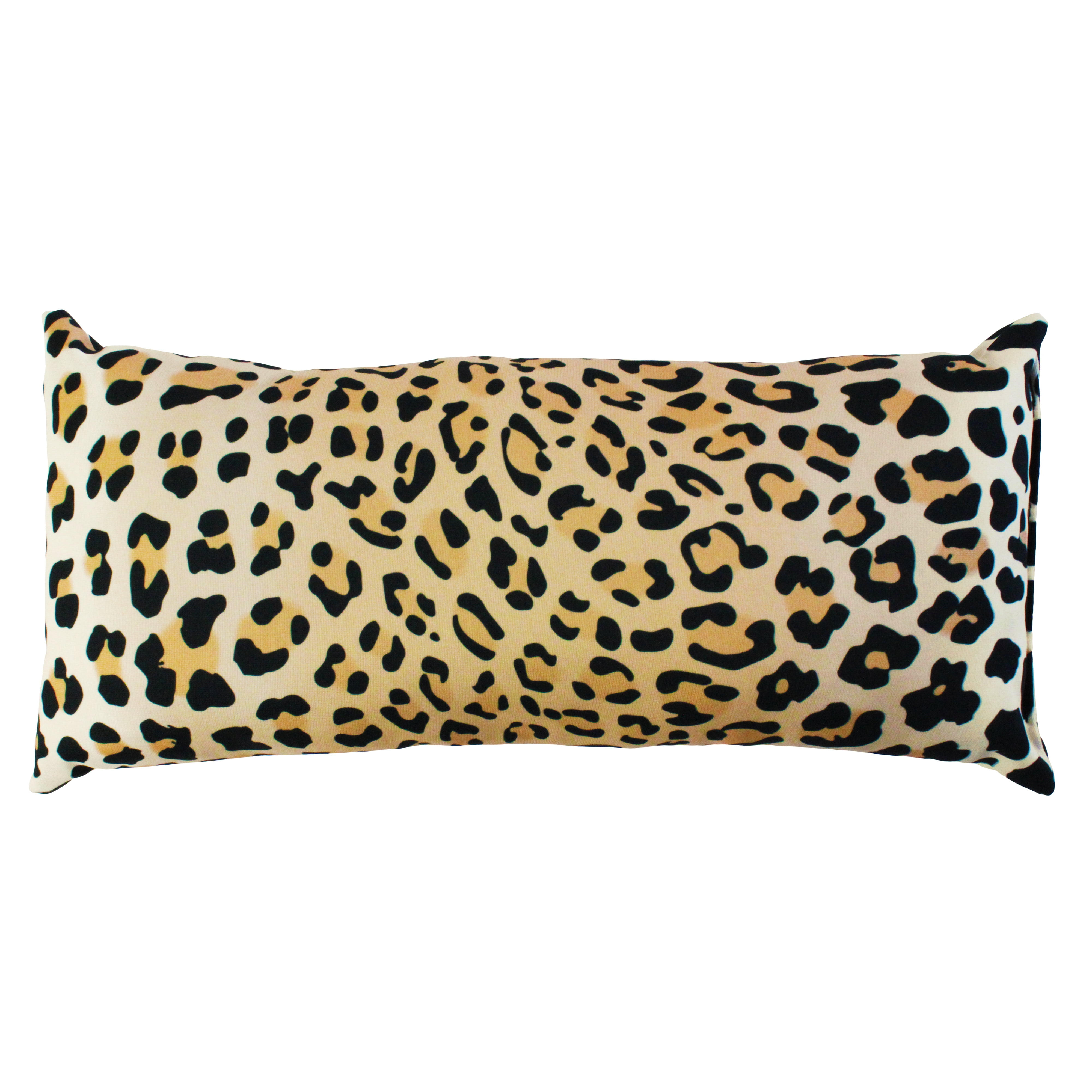 Natural Leopard Print Polyester Decorative Pillow, 16x6 Inch