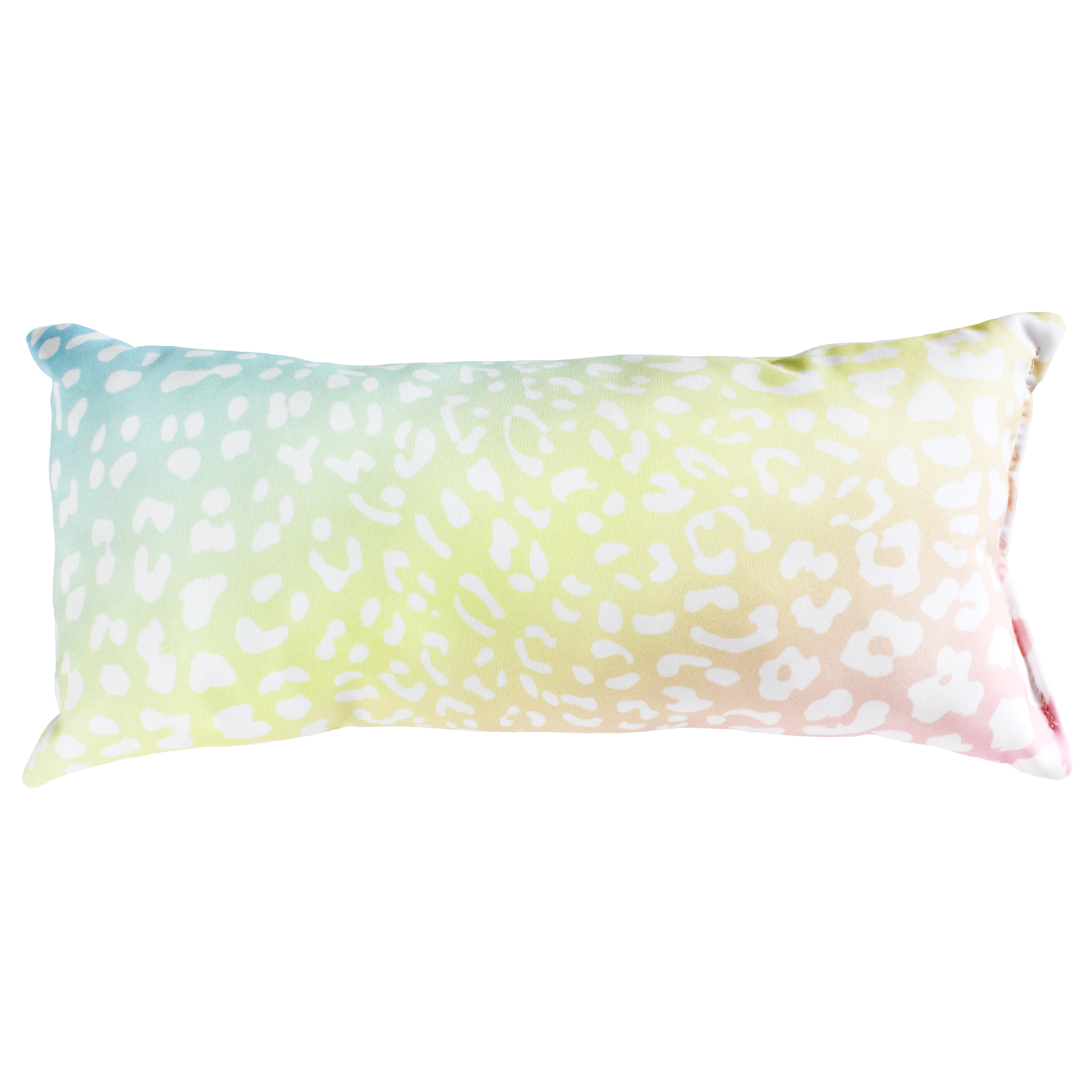 Everything Comfy Leopard Print Decorative Pillow, 16x6 Inch, Pastel Gradient/White,