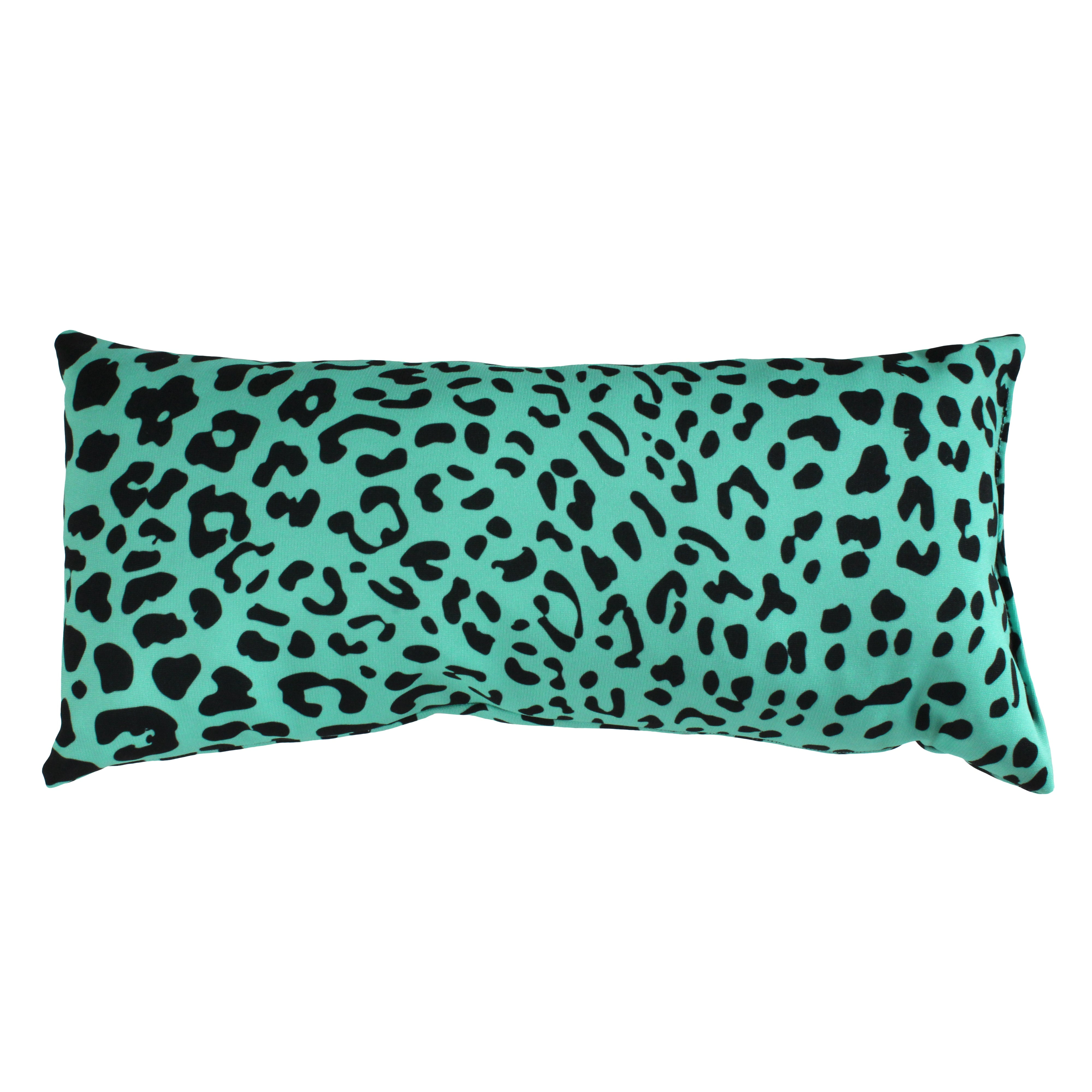 Teal and Black Leopard Print Polyester Decorative Pillow