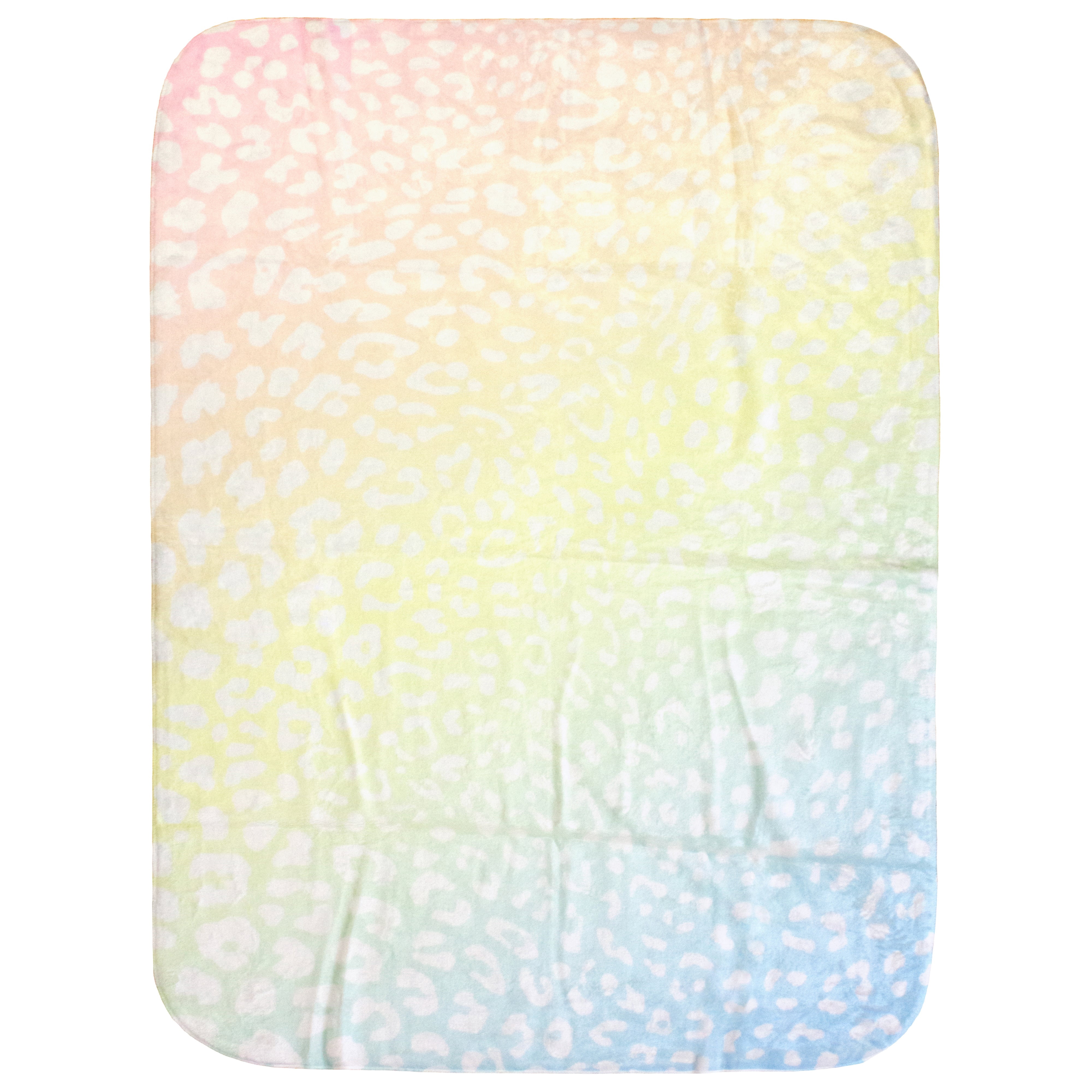 Everything Comfy Leopard Print Decorative Throw Blanket, 30" X 40", Pastel Gradient/White
