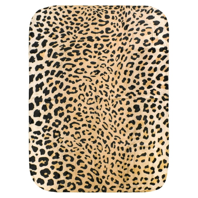 Everything Comfy Leopard Print Decorative Throw Blanket, 42" X 60", Natural