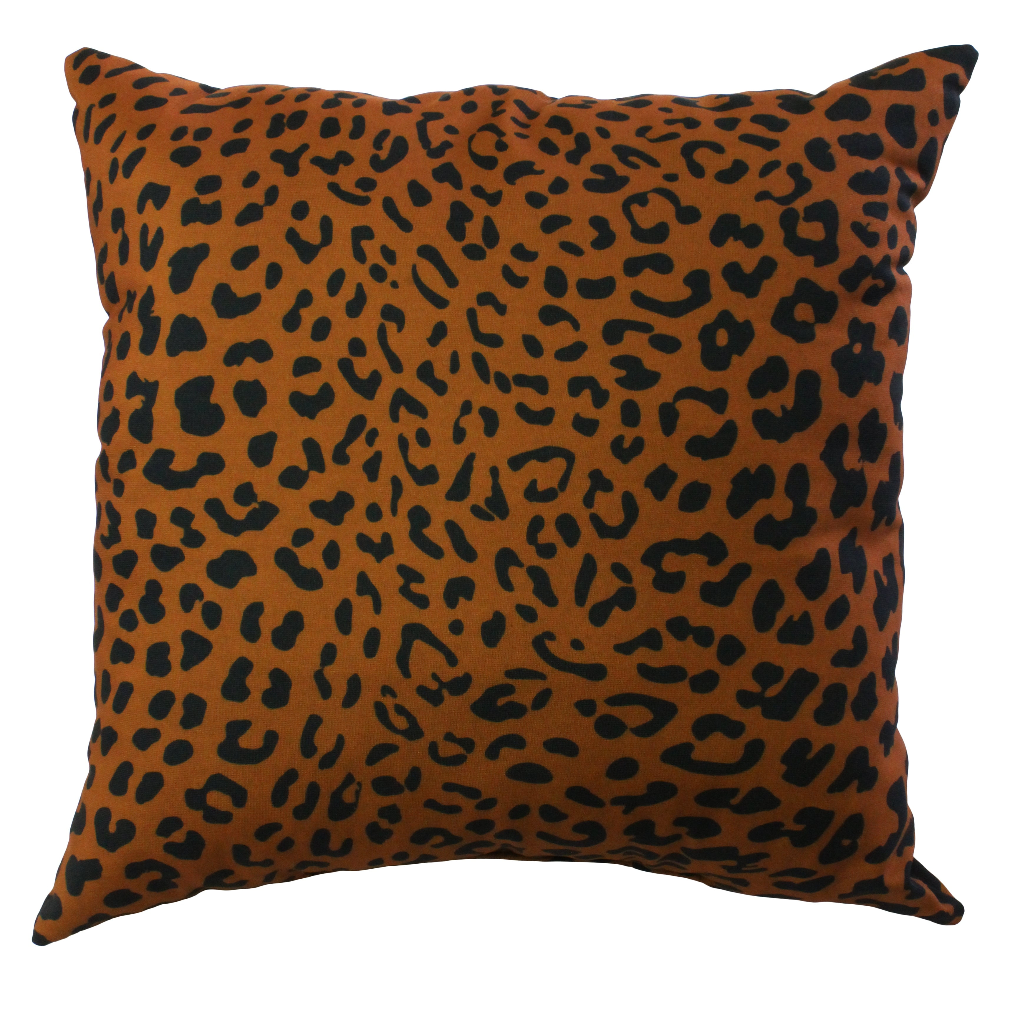 Dark Brown Leopard Print Polyester Square Decorative Pillow, 16x16 Inch
