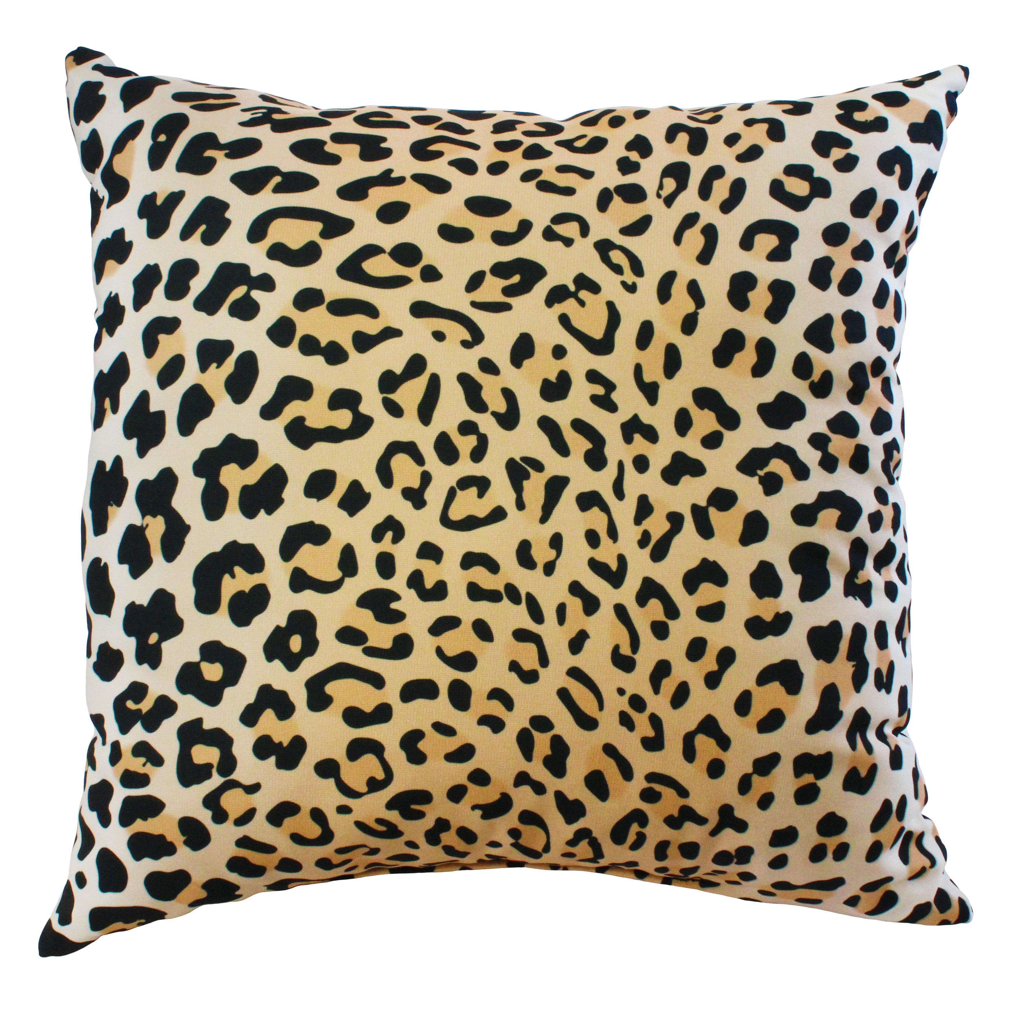 Natural Leopard Print Polyester Square Throw Pillow