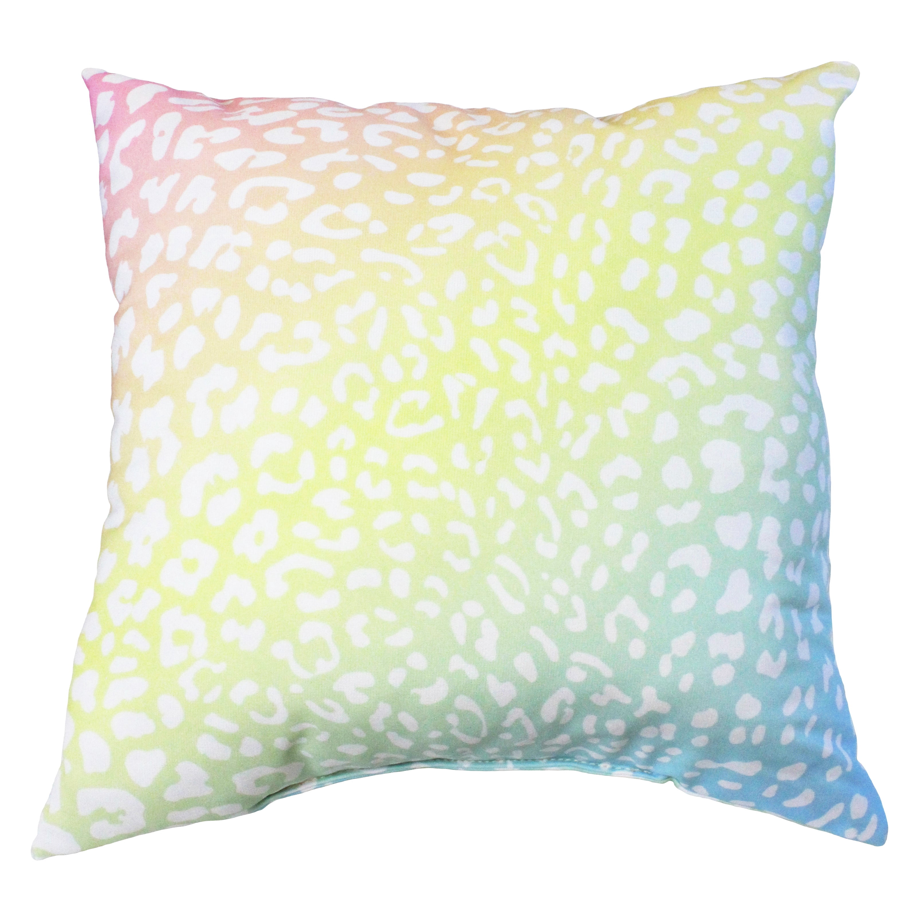 Everything Comfy Leopard Print Decorative Throw Pillow, 16x16 Inch, Pastel Gradient/White,
