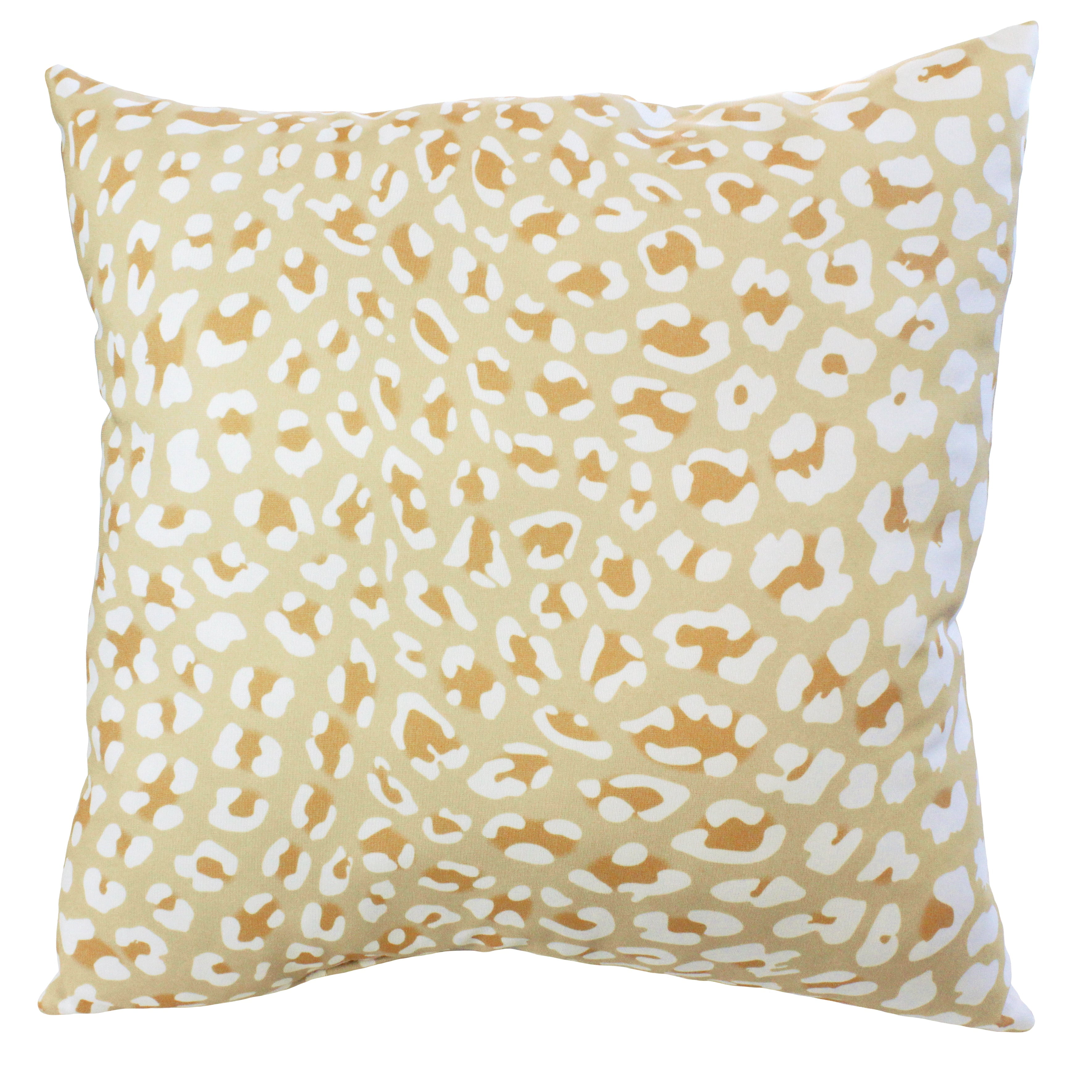 Tan and White Leopard Print Reversible Polyester Throw Pillow