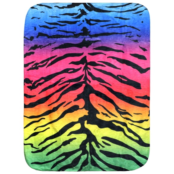 Everything Comfy Tiger Print Decorative Throw Blanket, 30" X 40", Rainbow Gradient