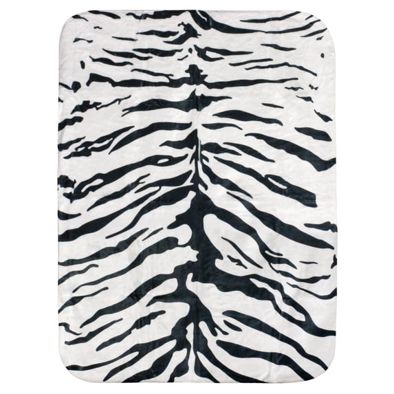 Everything Comfy Tiger Print Decorative Throw Blanket, 42" X 60", White