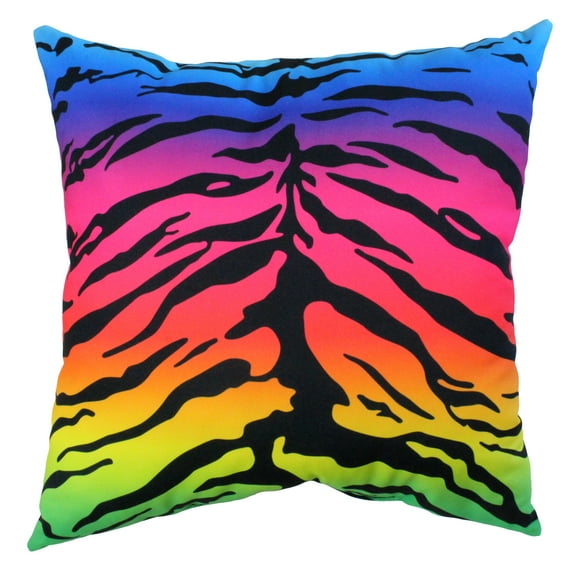 Everything Comfy Tiger Print Decorative Throw Pillow, 16x16 Inch, Rainbow Gradient,