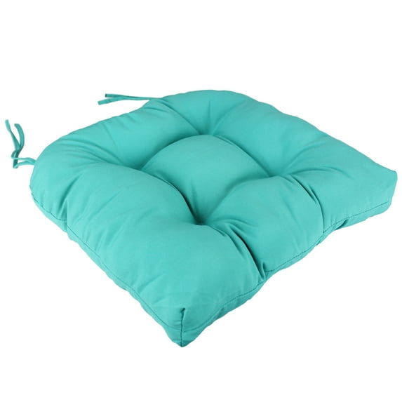 Everything Comfy Turquoise Indoor / Outdoor Seat Cushion Patio D Cushion 20" x 20", 2 Tie Backs
