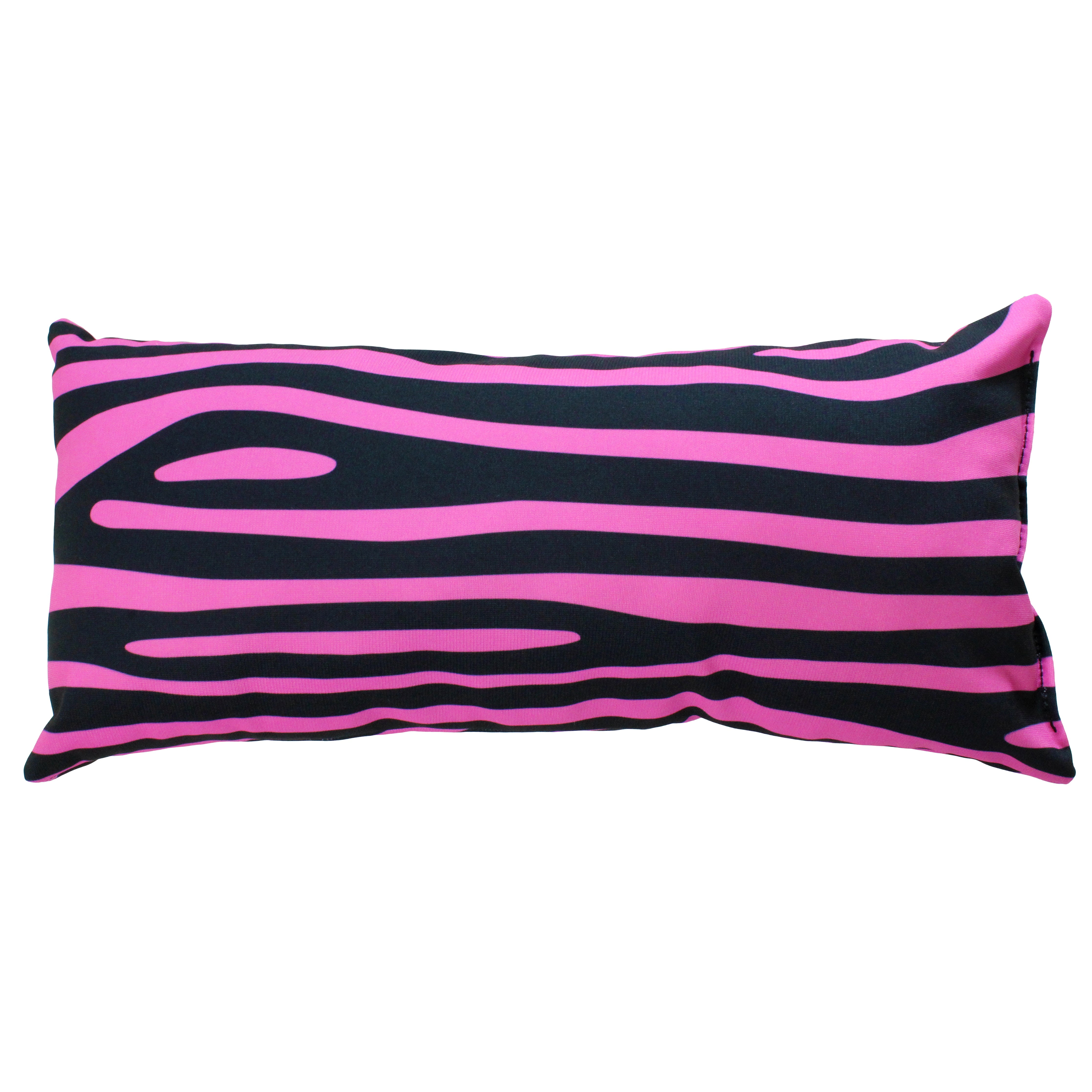 Everything Comfy Zebra Print Decorative Pillow, 16x6 Inch, Pink/Black,