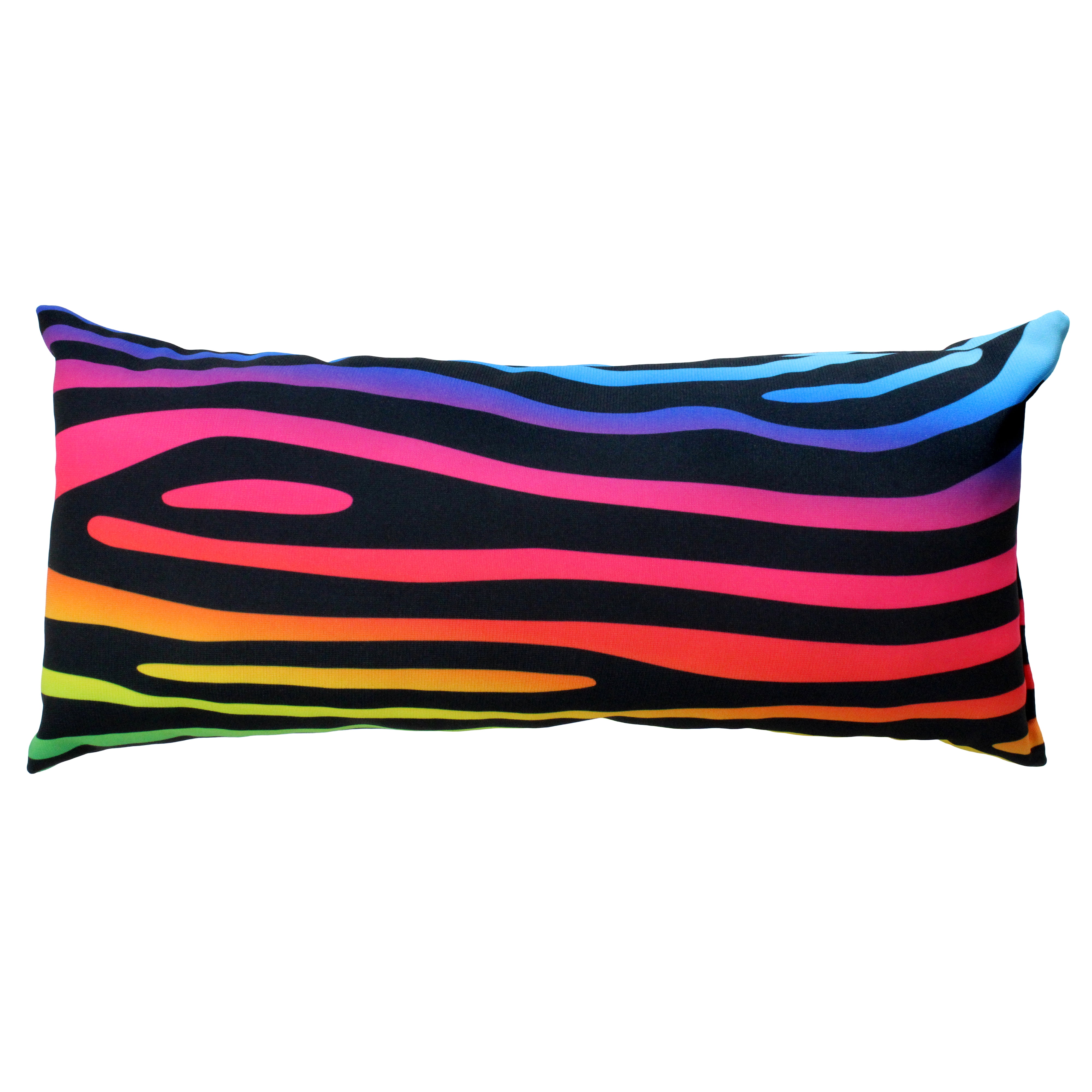 Everything Comfy Zebra Print Decorative Pillow, 16x6 Inch, Rainbow Gradient/Black,