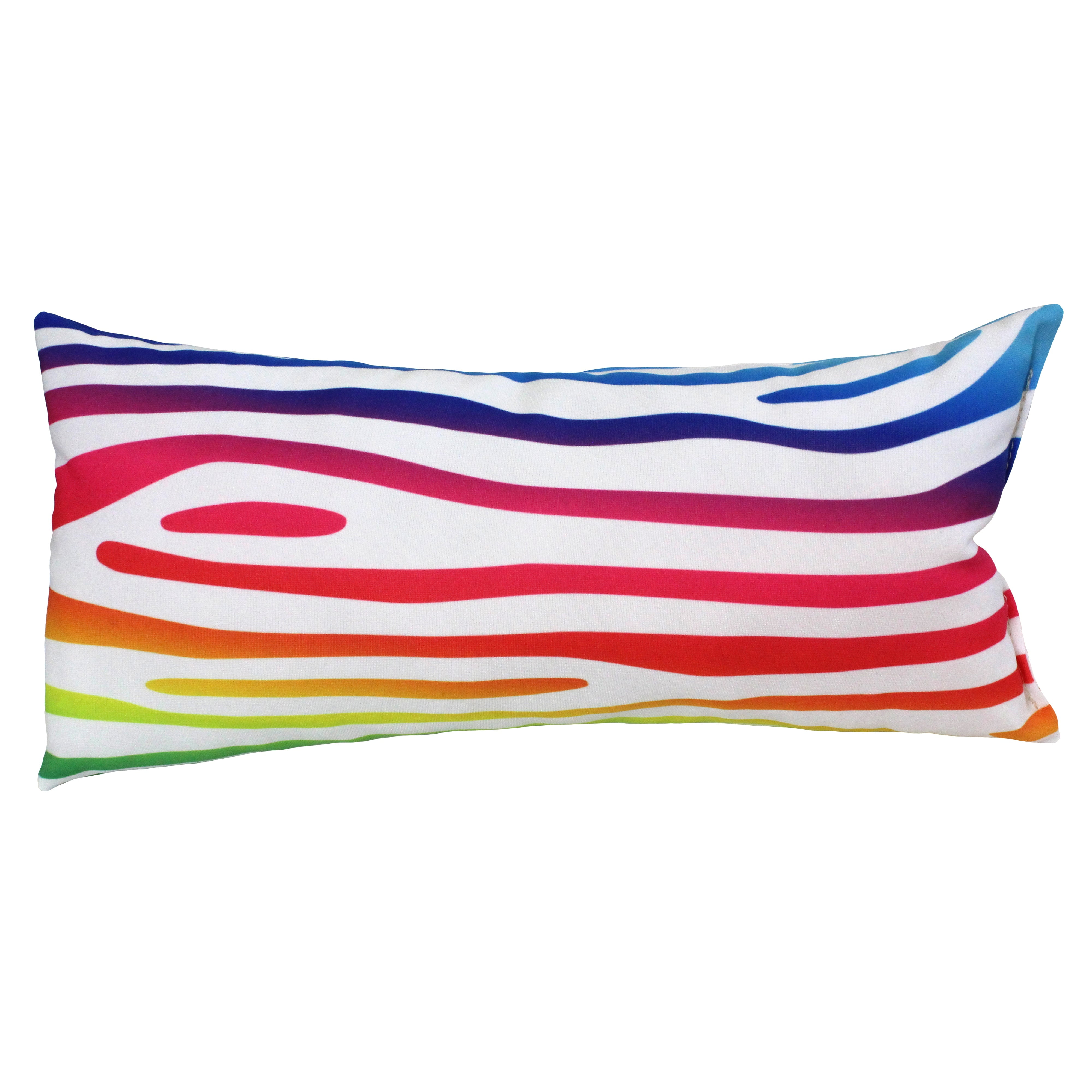 Everything Comfy Zebra Print Decorative Pillow, 16x6 Inch, Rainbow Gradient/White,