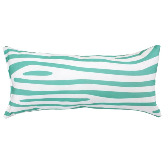 Everything Comfy Zebra Print Decorative Pillow, 16x6 Inch, Teal/White,