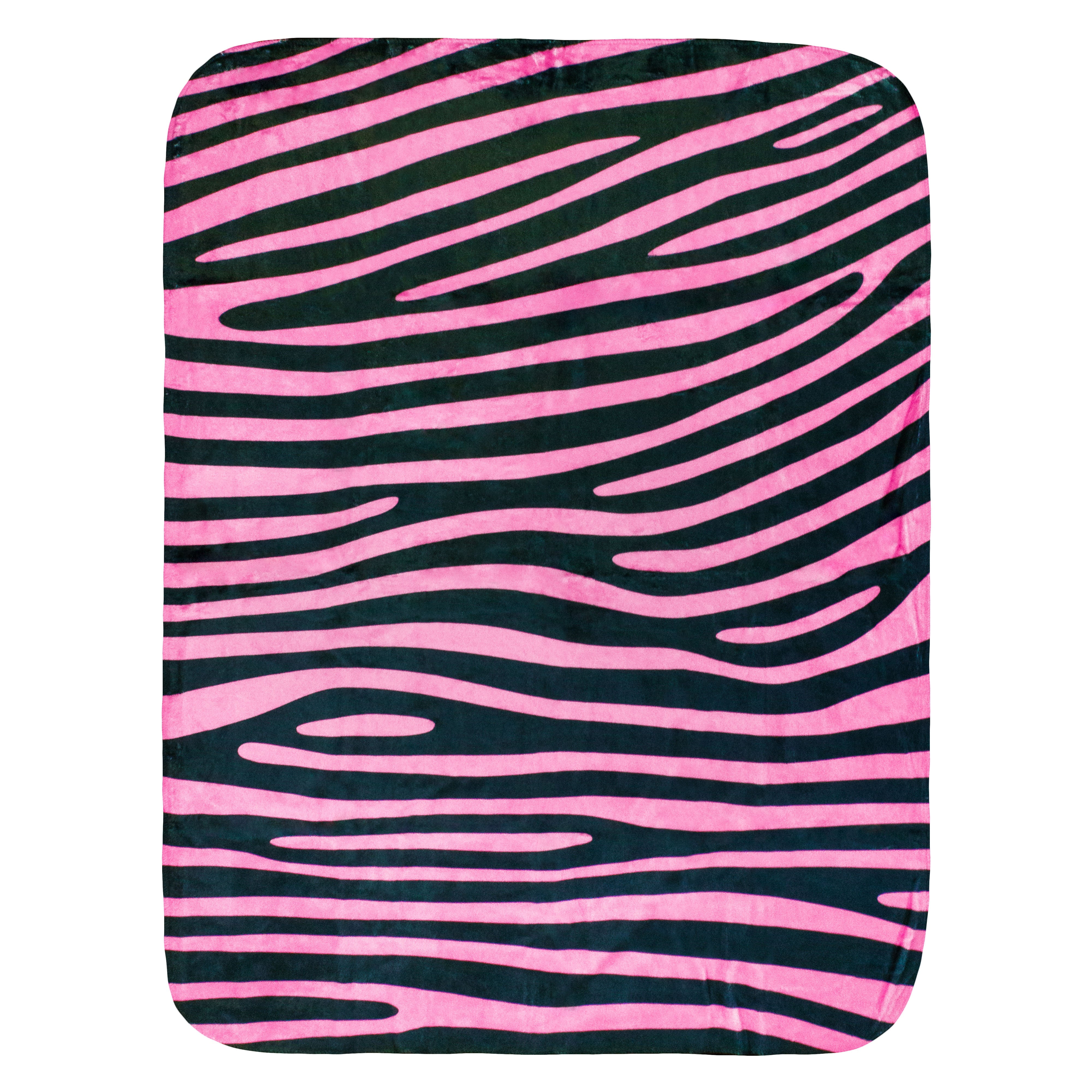 Everything Comfy Zebra Print Decorative Throw Blanket, 42" X 60", Pink/Black