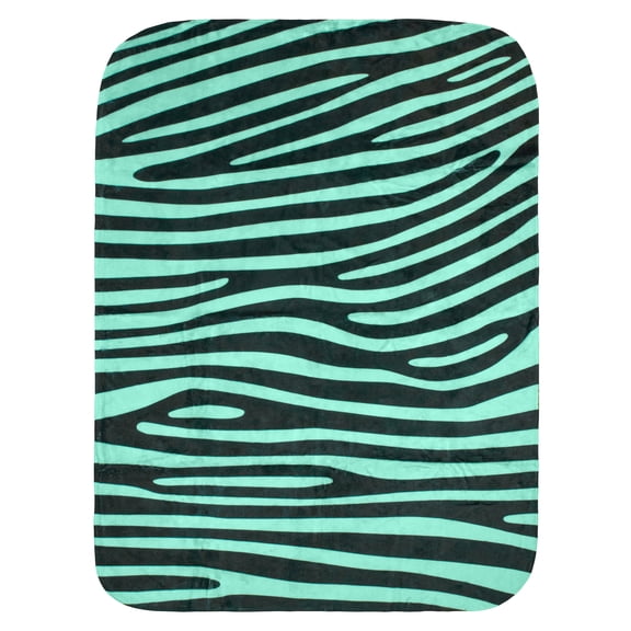 Everything Comfy Zebra Print Decorative Throw Blanket, 42" X 60", Teal/Black