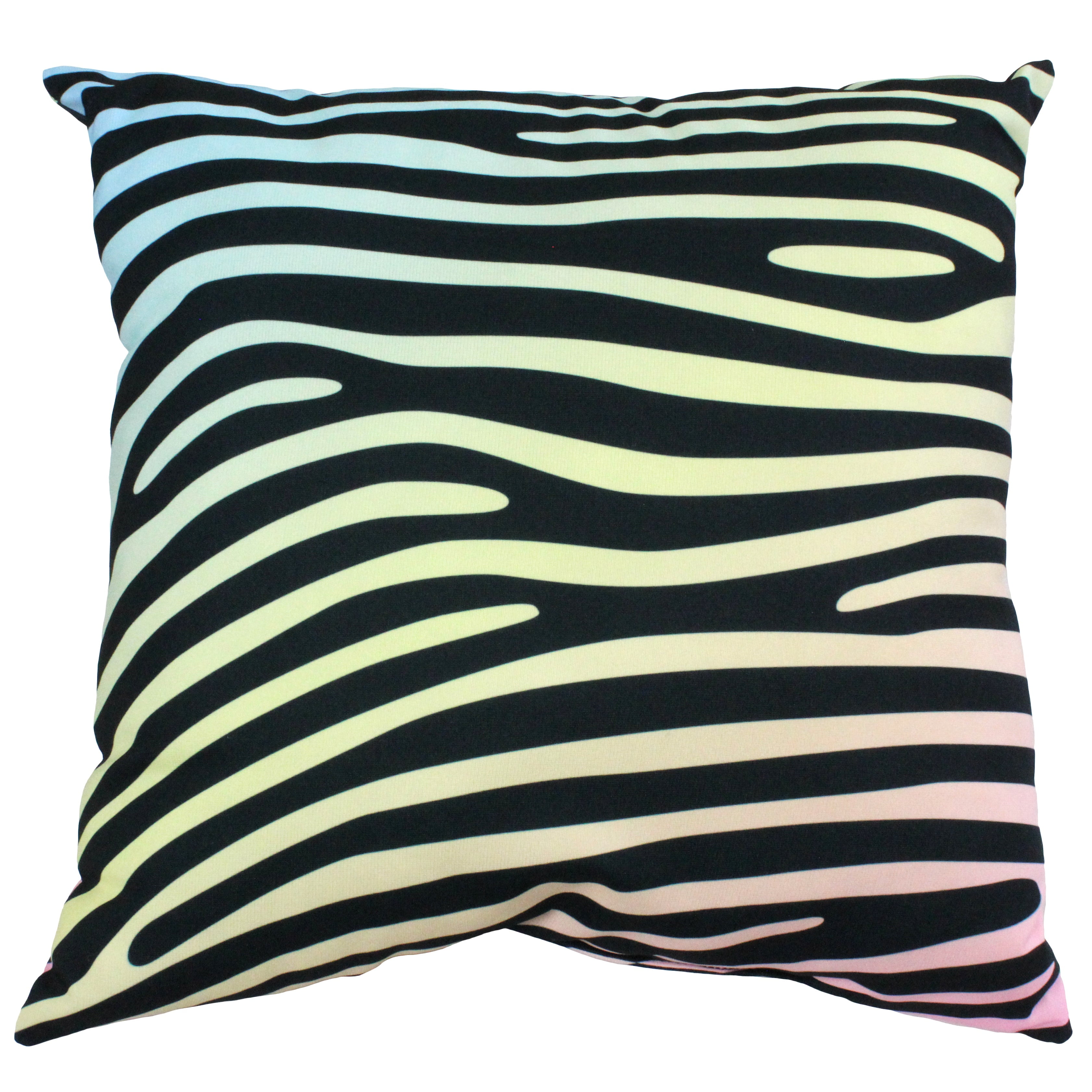 Everything Comfy Zebra Print Decorative Throw Pillow, 16x16 Inch, Pastel Gradient/Black,