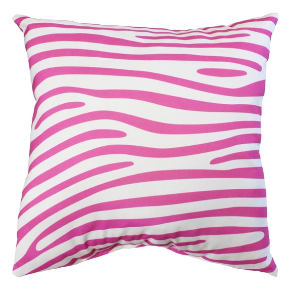 Everything Comfy Zebra Print Decorative Throw Pillow, 16x16 Inch, Pink/White,