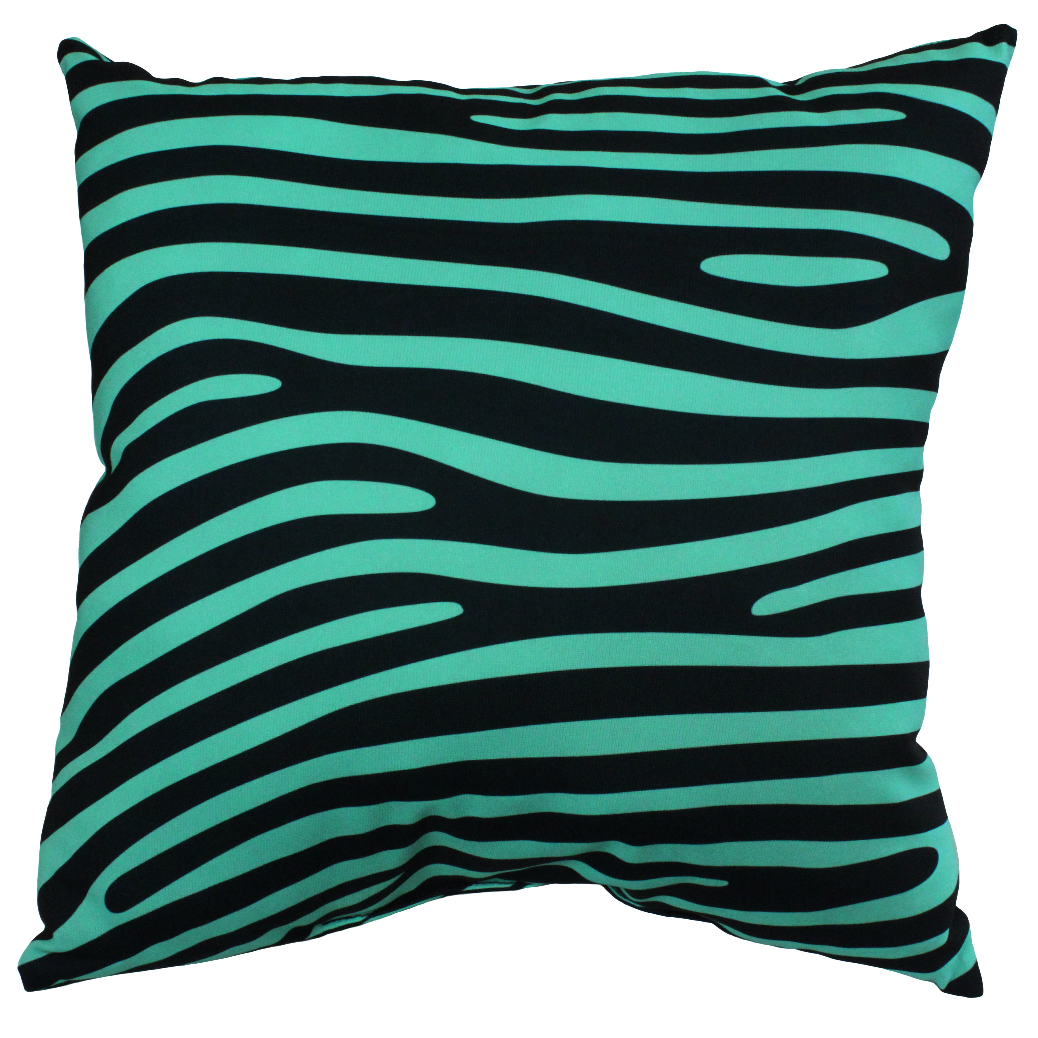 Everything Comfy Zebra Print Decorative Throw Pillow, 16x16 Inch, Teal/Black,