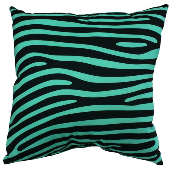 Everything Comfy Zebra Print Decorative Throw Pillow, 16x16 Inch, Teal/Black,