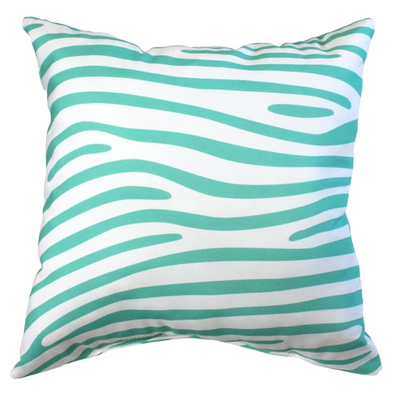Everything Comfy Zebra Print Decorative Throw Pillow, 16x16 Inch, Teal/White,