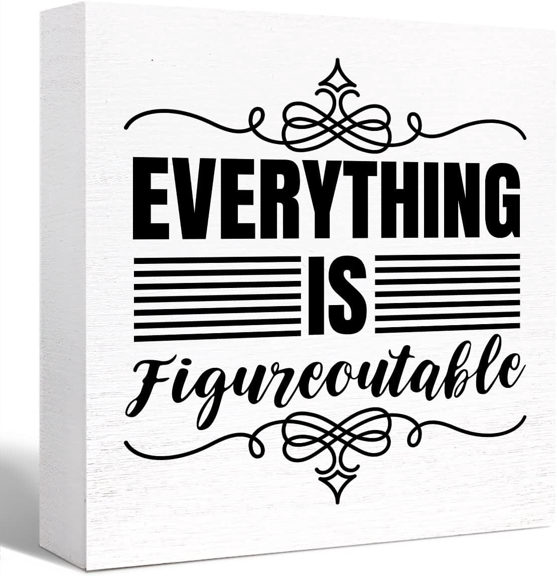 Everything Is Figureoutable Desk Sign,Inspirational Office Wooden Block ...