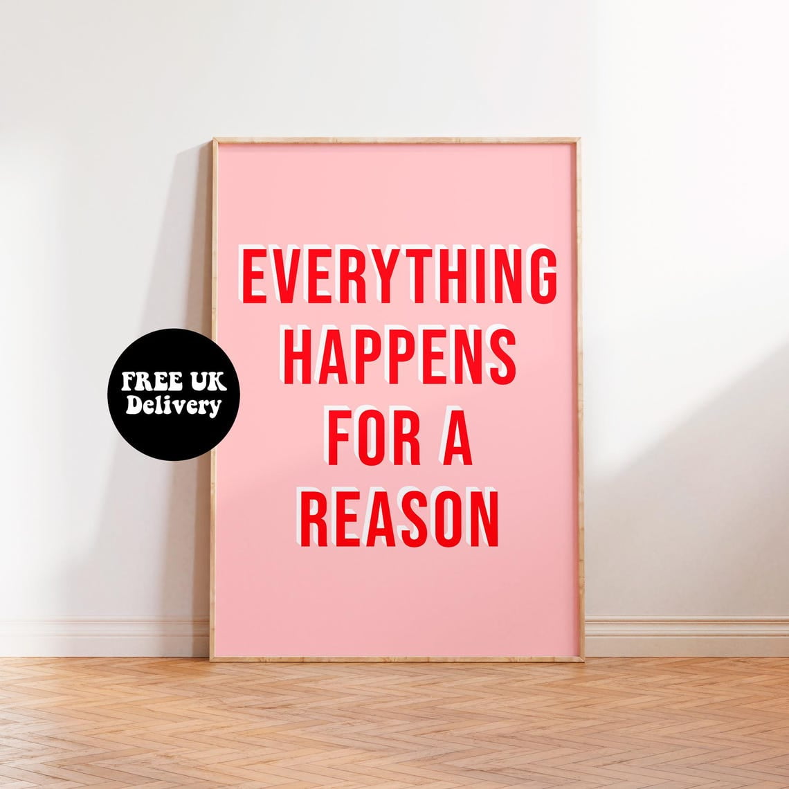 Everything Happens For A Reason Typography Wall Art Poster ...