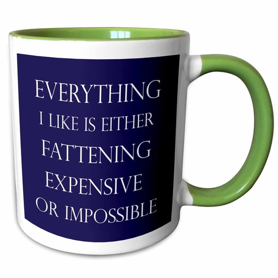 Everything I like is either fattening expensive Navy and white 11oz Two-Tone Green Mug mug-211770-7