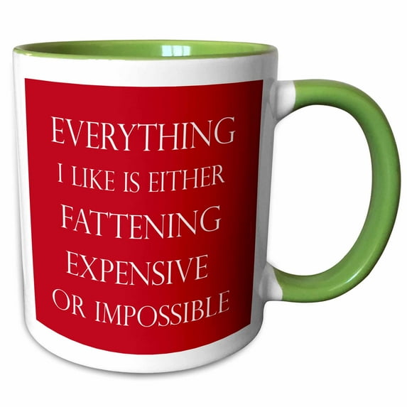 Everything I like is either fattening expensive. Red and white 11oz Two-Tone Green Mug mug-211766-7