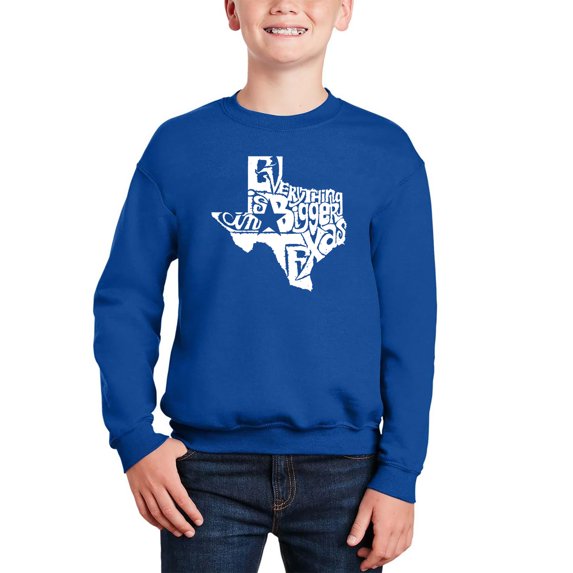 Everything Is Bigger In Texas - Boy's Word Art Crewneck Sweatshirt