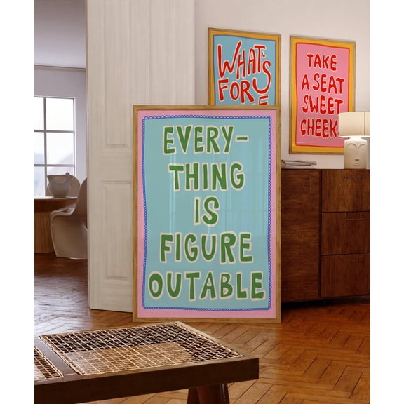 Everything Is Figureoutable Blue Wall Art Print, Unframed Paper Poster 8x10in