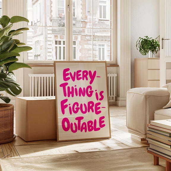 Everything Is Figureoutable Bright Quote Wall Art, Stretched Canvas Size 16x24