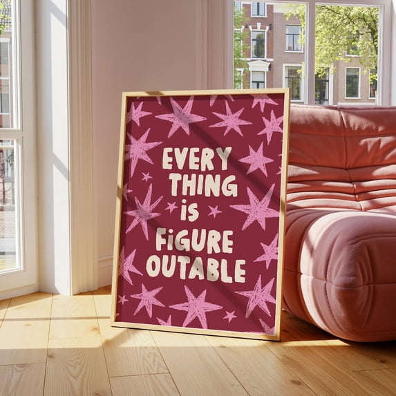 Everything Is Figureoutable Motivational Wall Art Colorful Office Decor, Unframed Canvas 12x16in
