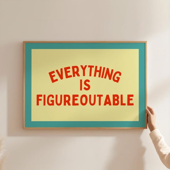 Everything Is Figureoutable Poster Retro Motivational Dorm Decor Unframed Paper Print