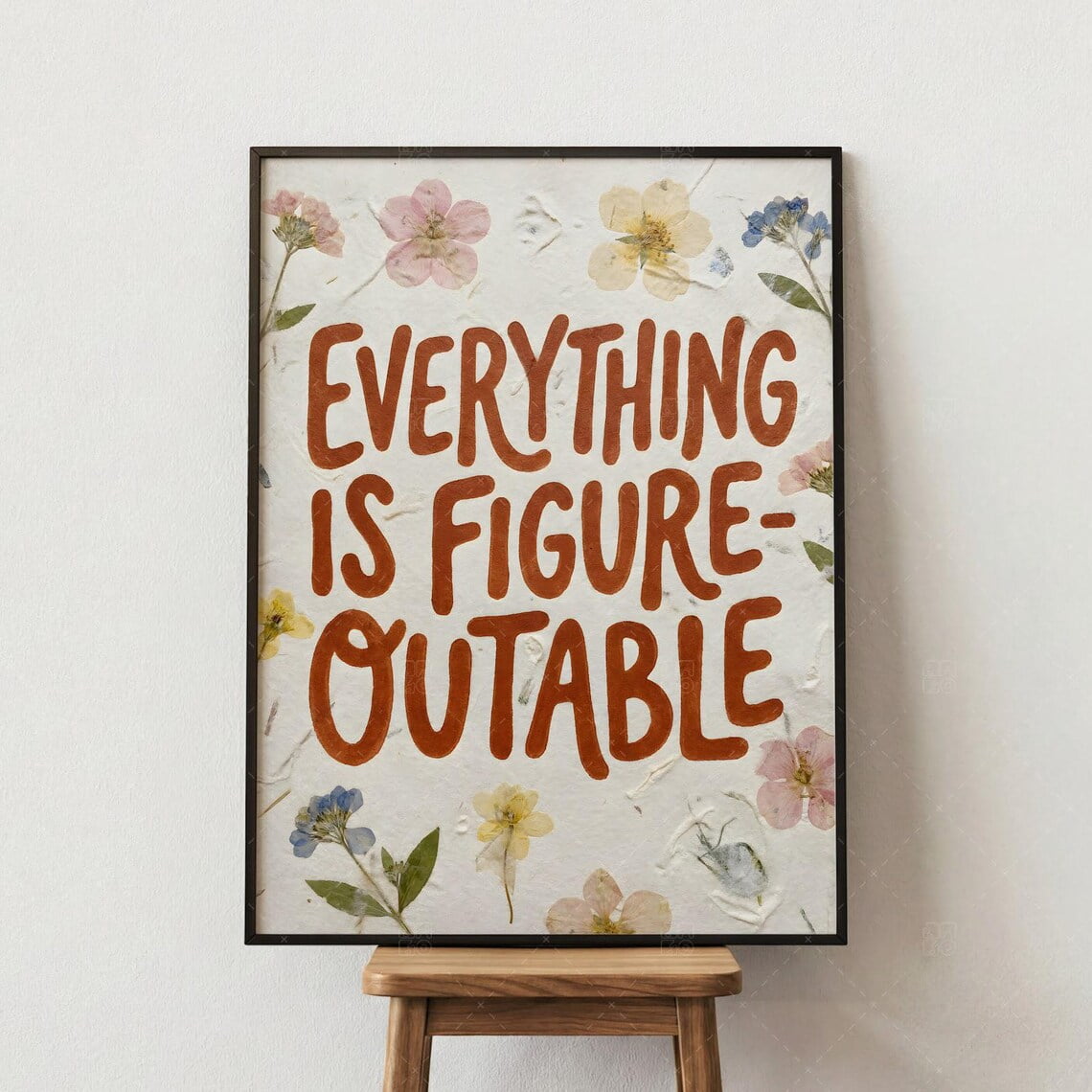 Everything Is Figureoutable Wall Art Print, Floral Inspirational ...