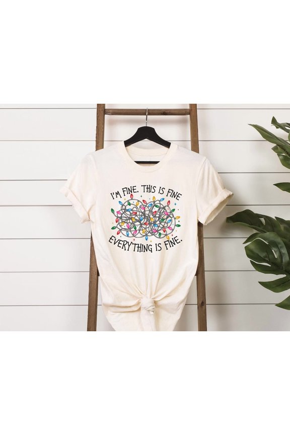 Everything Is Fine Winter Lights T-shirt, Winter Sweatshirt Tee Tshirt All Size S-5XL